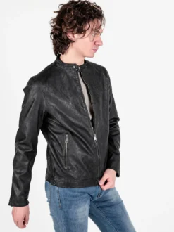 Solada Giacca in ecopelle da uomo con zip
