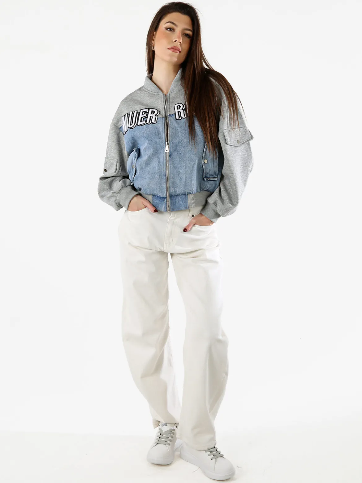 Solada Giacca in jeans da donna con dettagli in felpa - jeans