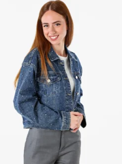 Solada Giacca in jeans da donna oversize con micro borchie - jeans