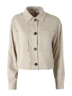 Solada Giacca oversize da donna in misto cotone e lino - khaki