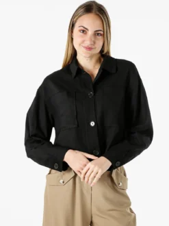 Solada Giacca oversize da donna in misto cotone e lino - nero