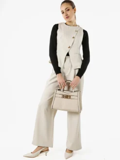 Solada Gilet donna a doppiopetto con bottoni dorati - beige