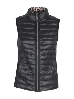 Solada Gilet donna animalier imbottito reversibile - nero