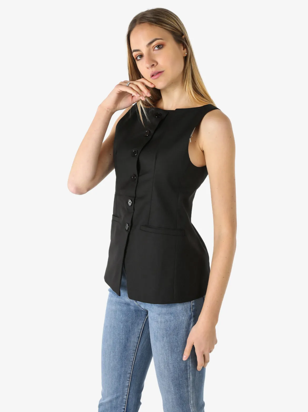Solada Gilet donna con bottoni - nero