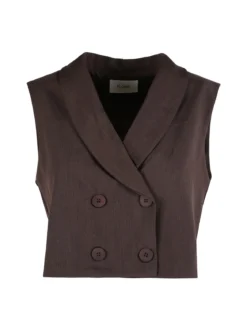 Solada Gilet donna crop a doppiopetto - moro