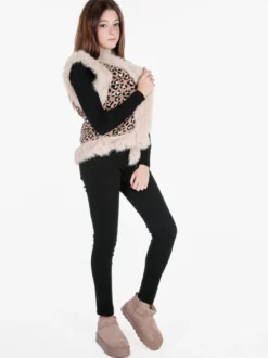 Solada Gilet donna in maglia con bordi in ecopelliccia