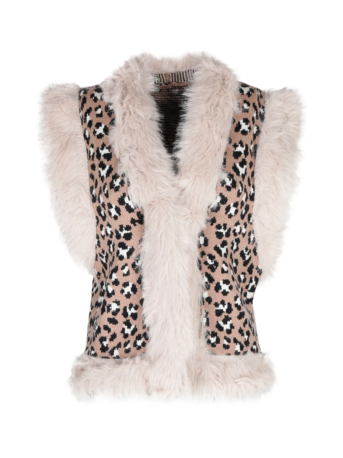 Solada Gilet donna in maglia con bordi in ecopelliccia
