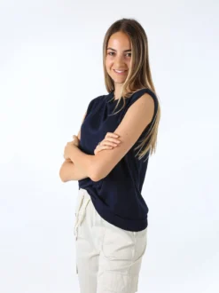 Solada Gilet donna in maglia fine - blu scuro