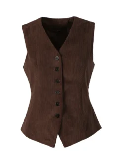 Solada Gilet donna in velluto a coste - moro