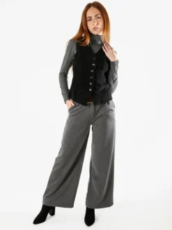 Solada Gilet donna in velluto a coste - nero