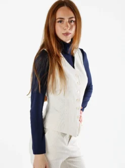 Solada Gilet donna in velluto a coste - panna