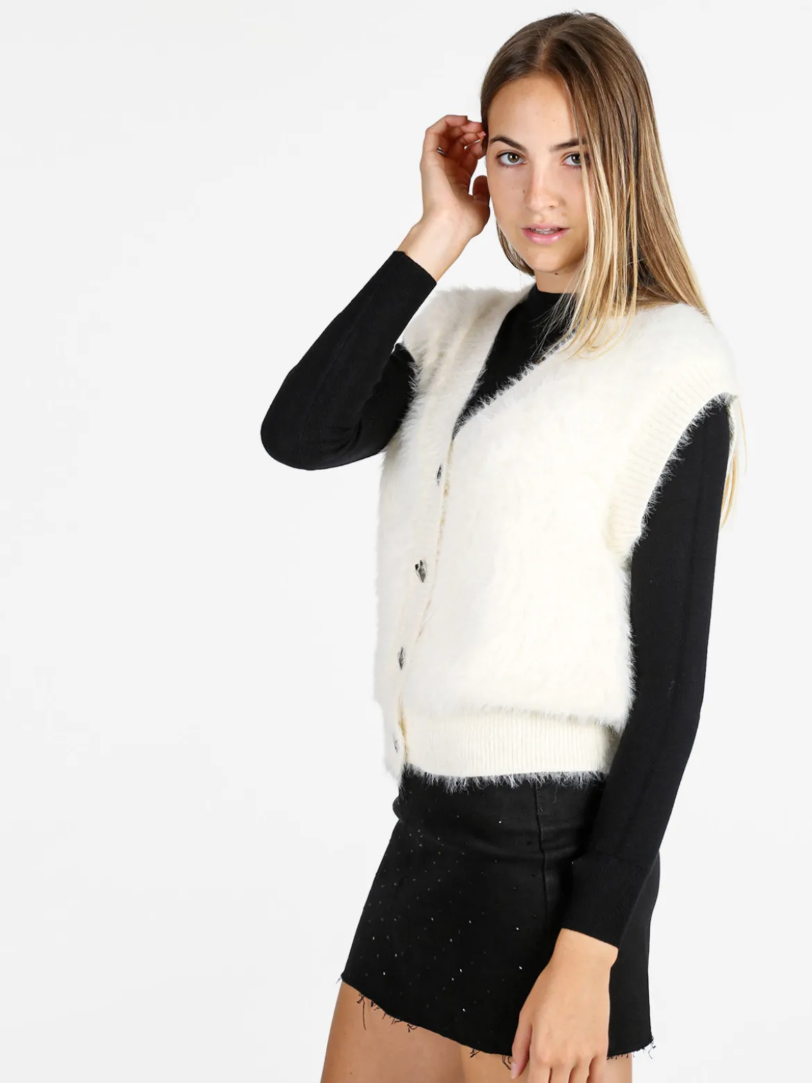 Solada Gilet donna peloso - panna