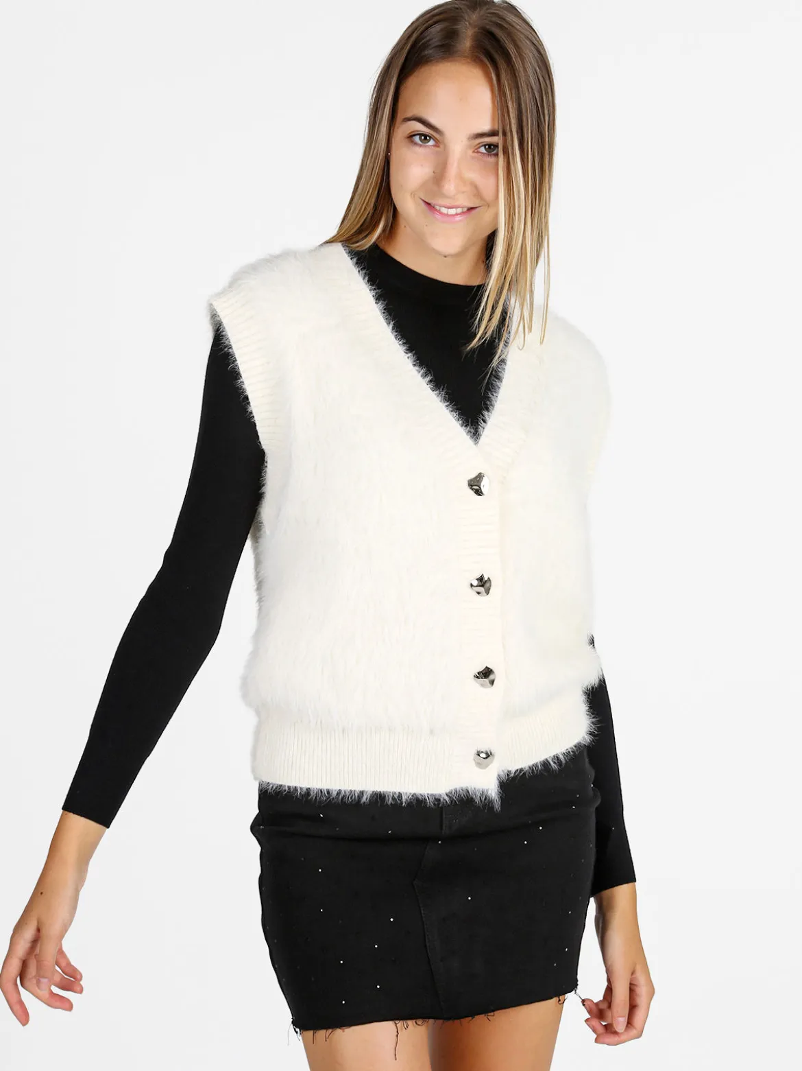Solada Gilet donna peloso - panna