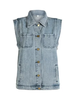 Solada Gilet in jeans da donna con tasche