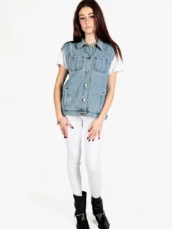 Solada Gilet in jeans da donna con tasche