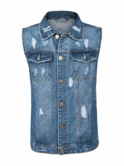 Solada Gilet in jeans da uomo con strappi