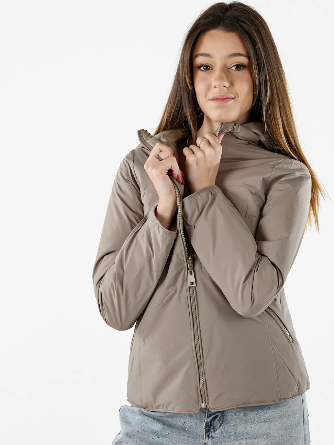 Solada Giubbino donna 100 grammi reversibile con cappuccio - beige