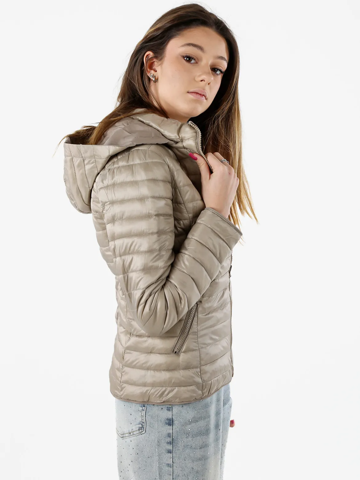 Solada Giubbino donna 100 grammi reversibile con cappuccio - beige