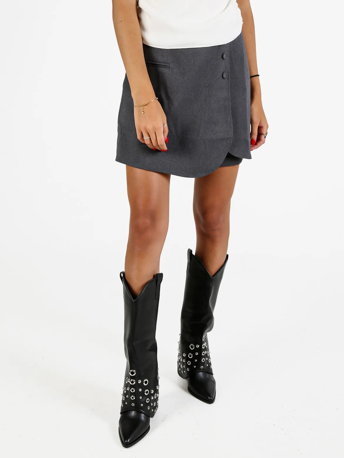 Solada Gonna a pantalone in panno con zip dietro - grigio
