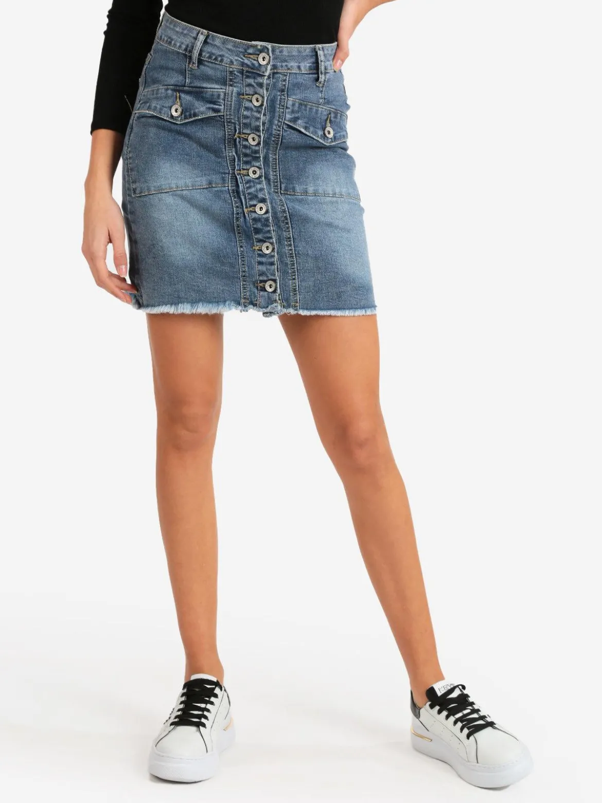 Solada Gonna corta in jeans con bottoni