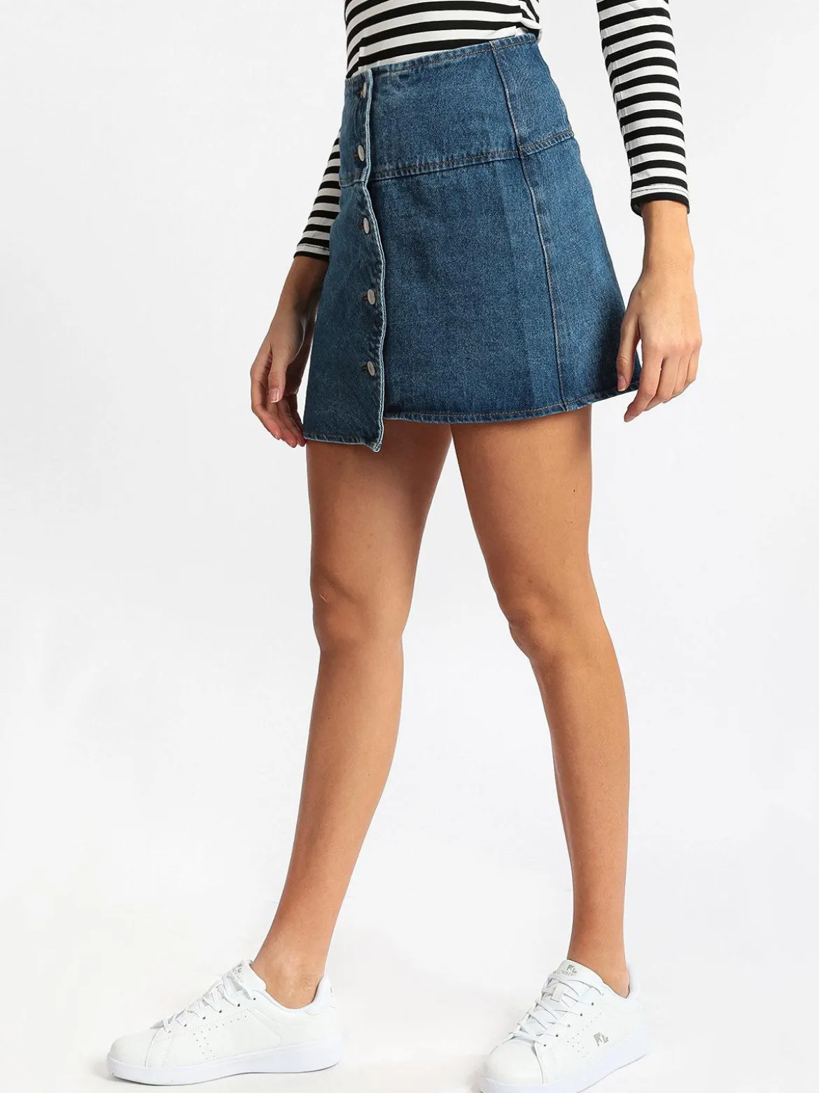 Solada Gonna di jeans a portafoglio con bottoni