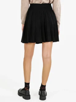 Solada Gonna donna plissettata in maglia con bottoni dorati - nero