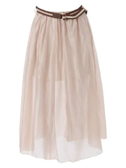 Solada Gonna lunga da donna con cintura bicolore in corda - beige
