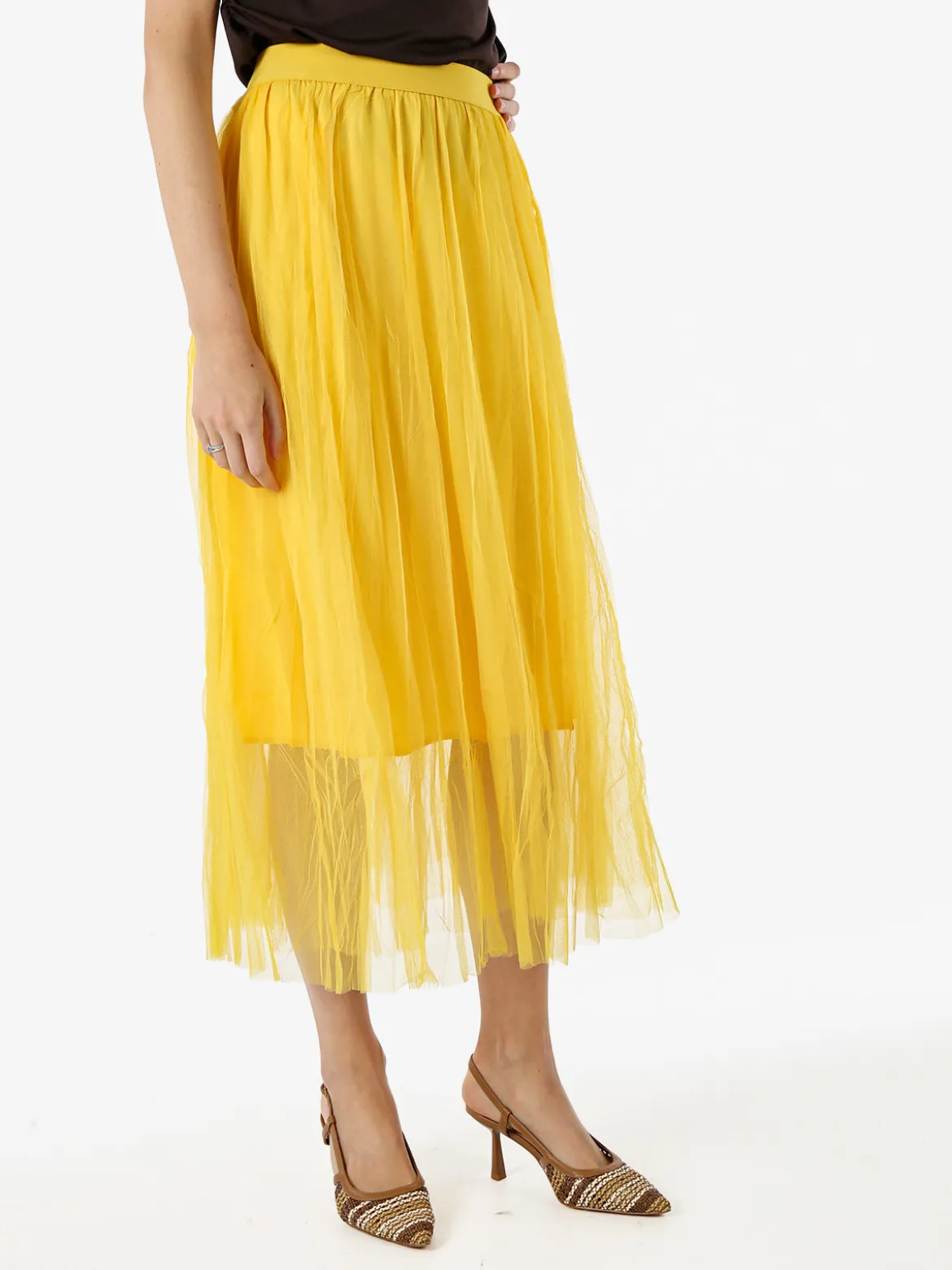 Solada Gonna midi da donna in tulle - giallo