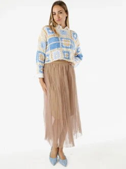 Solada Gonna midi da donna in tulle - khaki