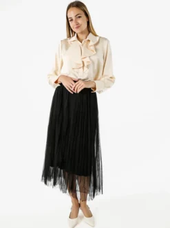 Solada Gonna midi da donna in tulle - nero