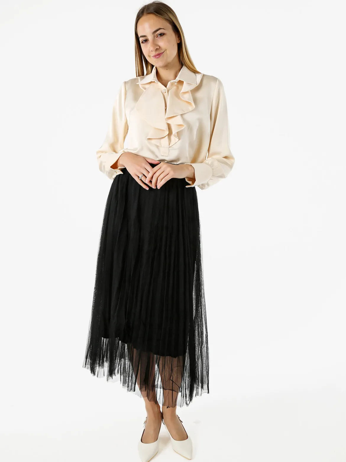 Solada Gonna midi da donna in tulle - nero