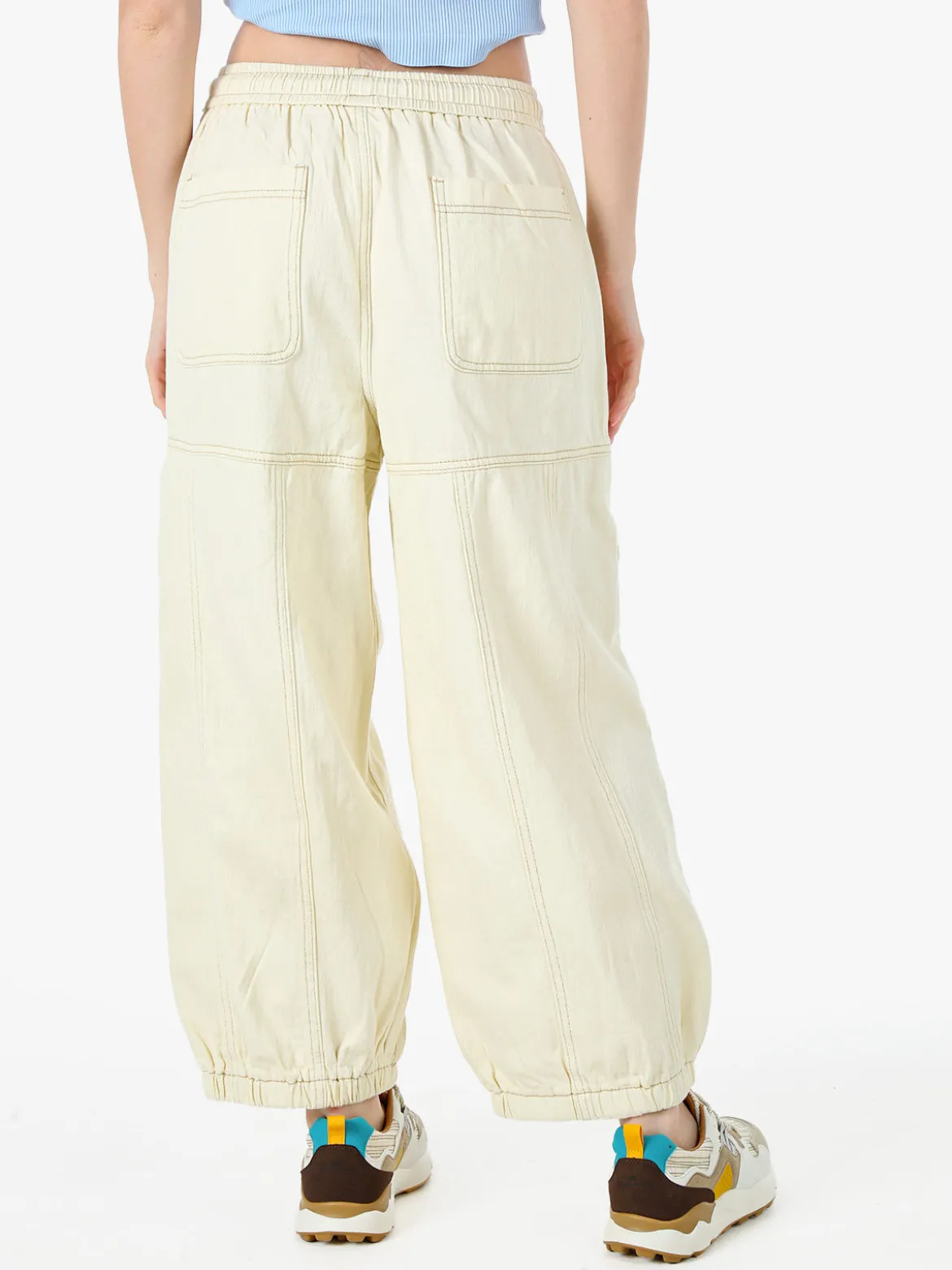 Solada Jeans balloon da donna con coulisse in vita - panna