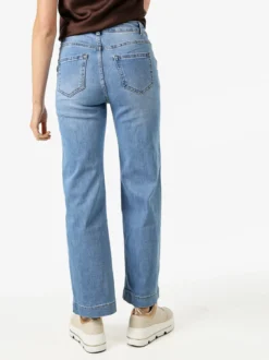 Solada Jeans donna a gamba larga con bottoni gioiello - jeans