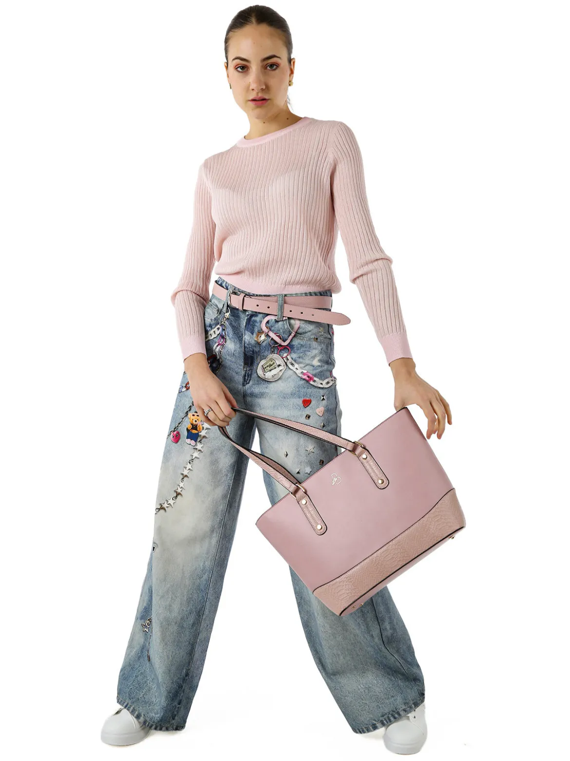 Solada Jeans donna a gamba larga con stampe - jeans