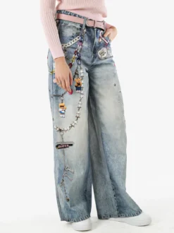 Solada Jeans donna a gamba larga con stampe - jeans