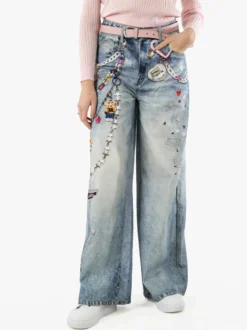 Solada Jeans donna a gamba larga con stampe - jeans