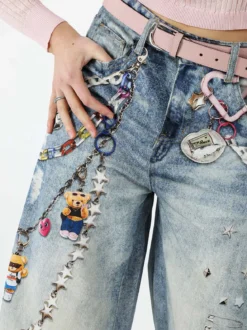 Solada Jeans donna a gamba larga con stampe - jeans