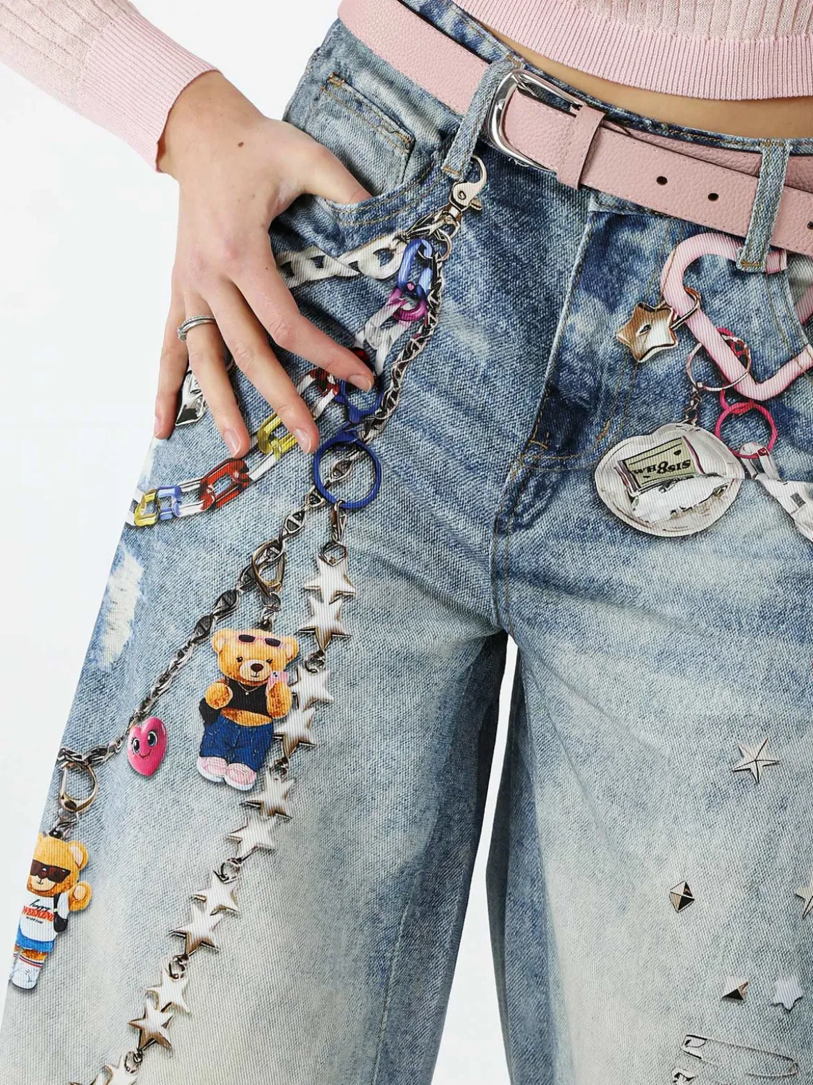 Solada Jeans donna a gamba larga con stampe - jeans