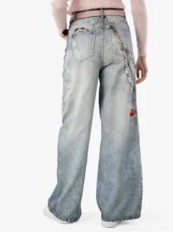 Solada Jeans donna a gamba larga con stampe - jeans