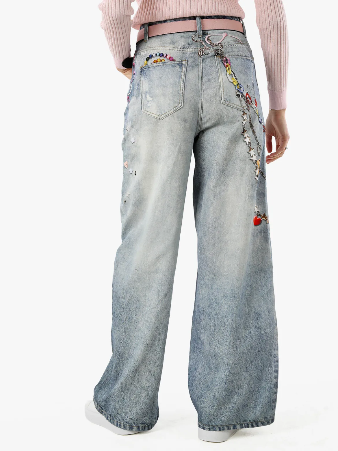 Solada Jeans donna a gamba larga con stampe - jeans
