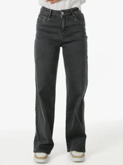 Solada Jeans donna a vita alta con gamba larga - grigio