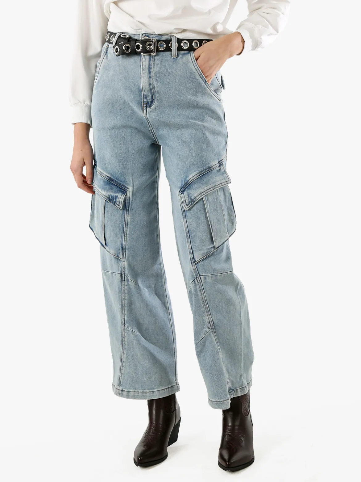 Solada Jeans donna baggy con tasconi - jeans