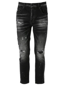 Solada Jeans skinny da uomo con strappi - nero
