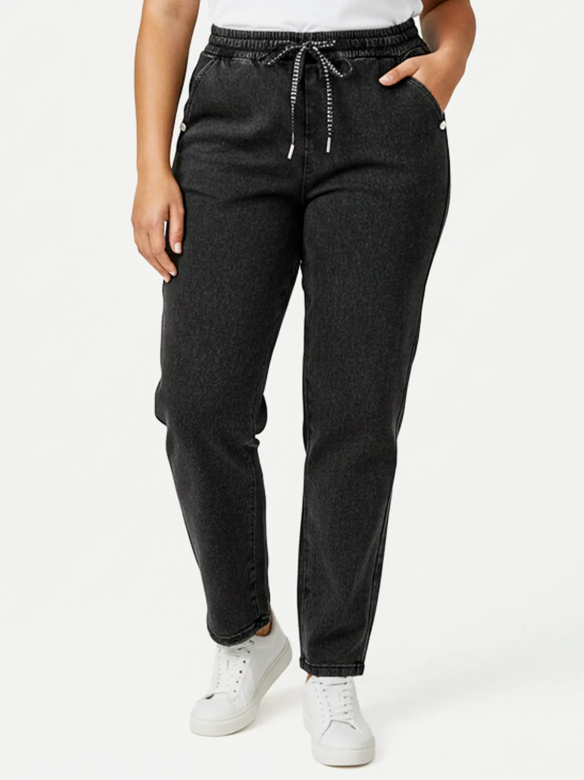 Solada Jeggings donna con coulisse taglie grandi - nero