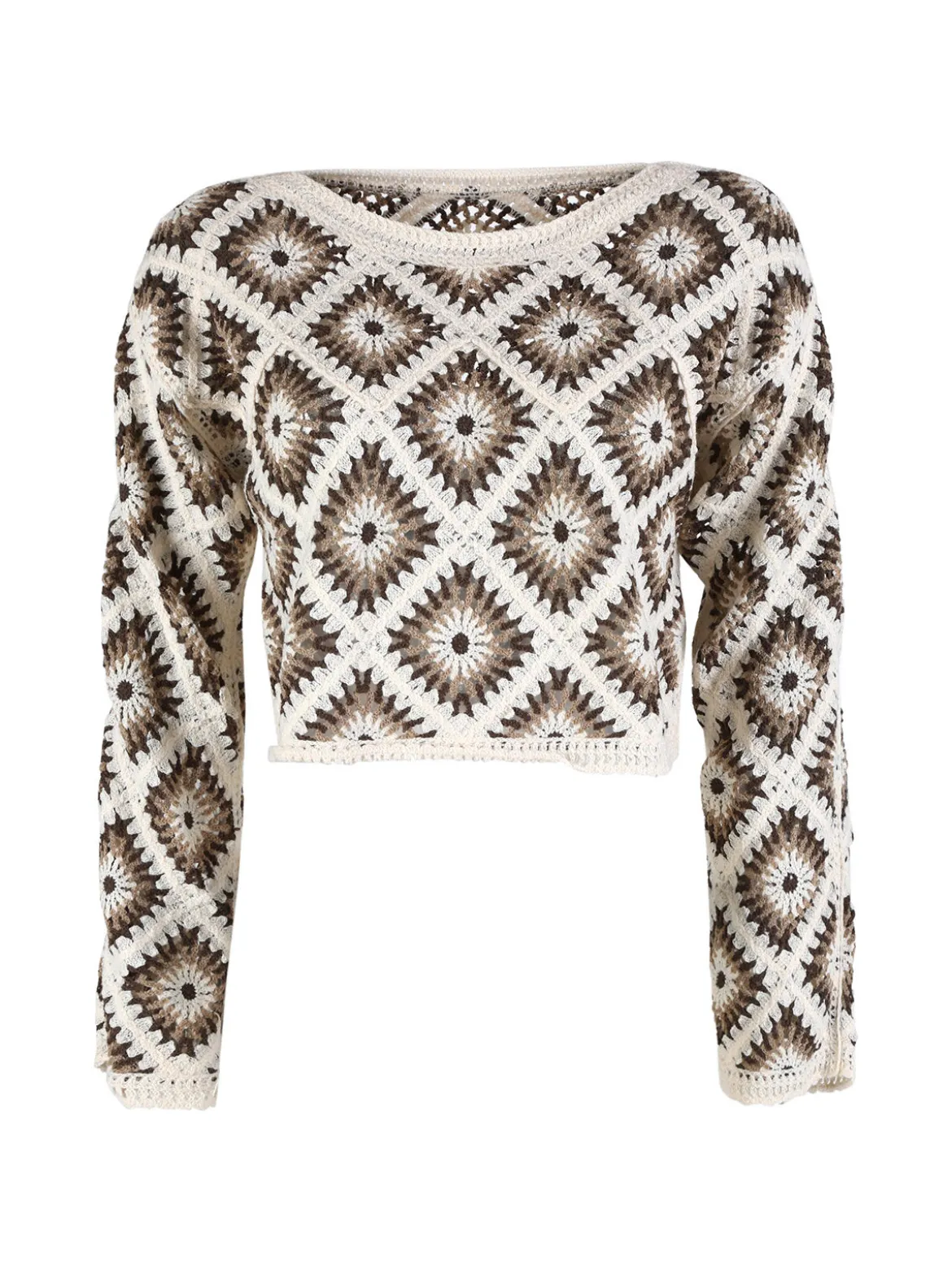 Solada Maglia cropped donna in pizzo macramè