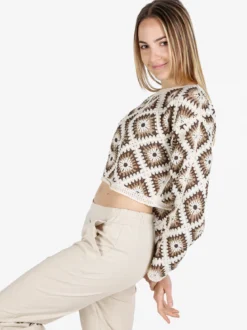 Solada Maglia cropped donna in pizzo macramè