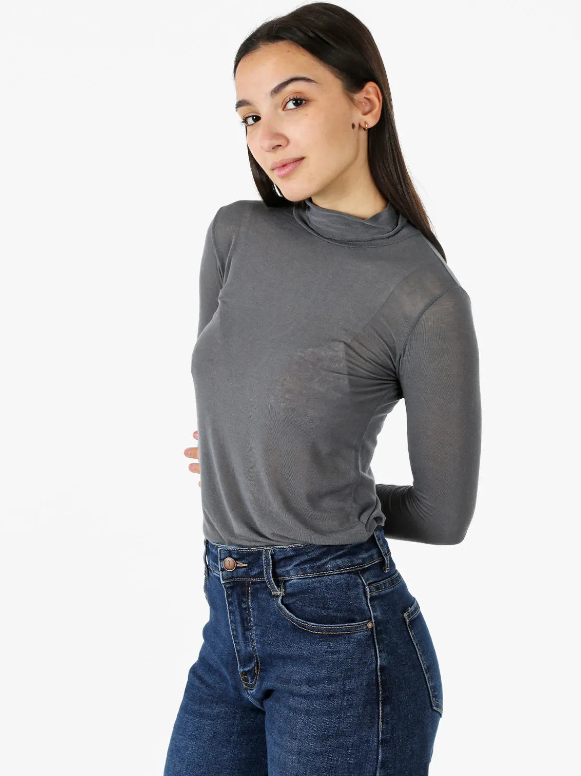 Solada Maglia dolcevita da donna in misto cashmere a maniche lunghe - moro