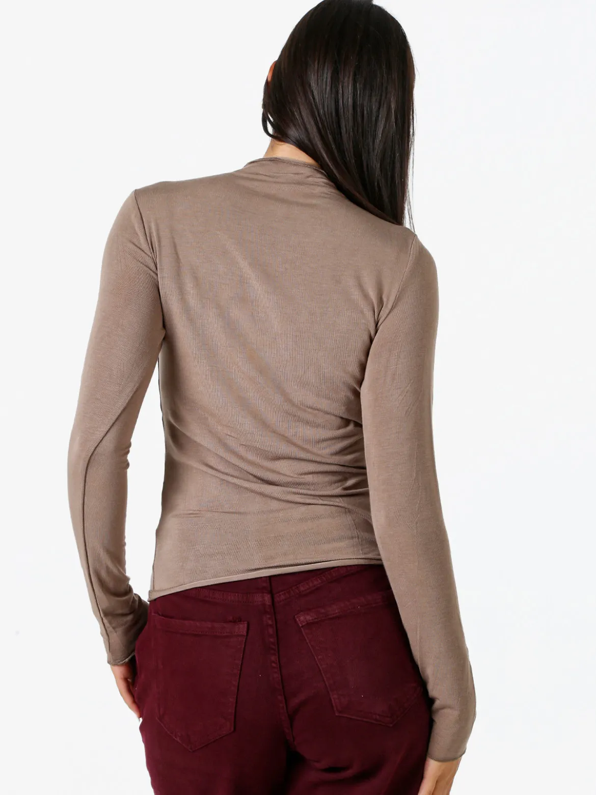Solada Maglia donna accollata a maniche lunghe - marrone