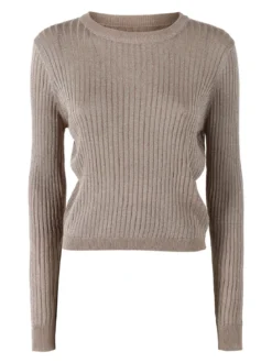 Solada Maglia donna a coste con lurex - khaki