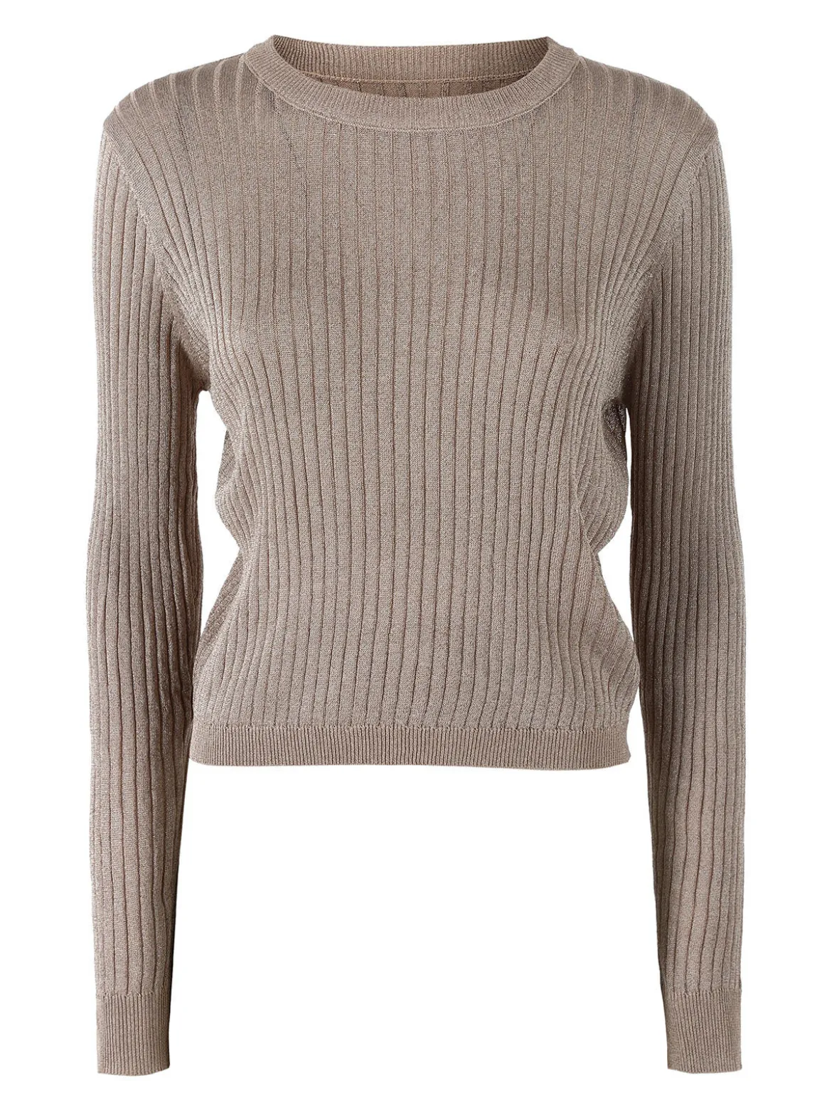 Solada Maglia donna a coste con lurex - khaki